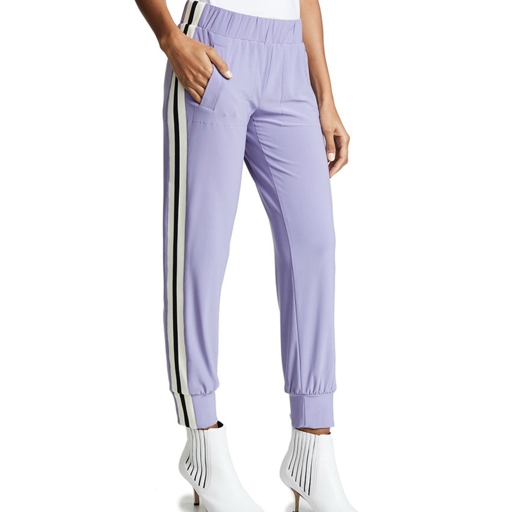 Norma Kamali Lilac Track Pants with Stripes